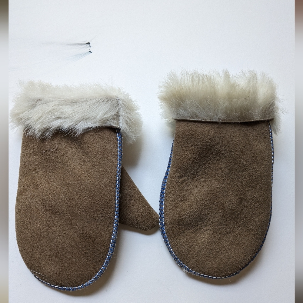 Shearling mittens for kids real fur